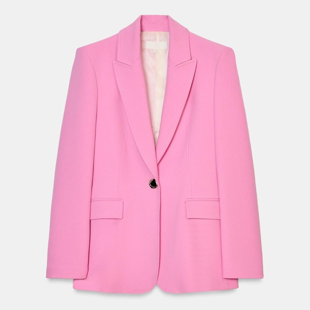 Zara Pink Tailored Blazer with Shoulder Pads, XS